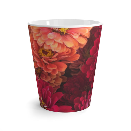Peach and Pink Zinnias Latte Mug
