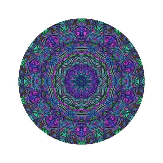 blue Green Purple Kaleidoscope Round Rug