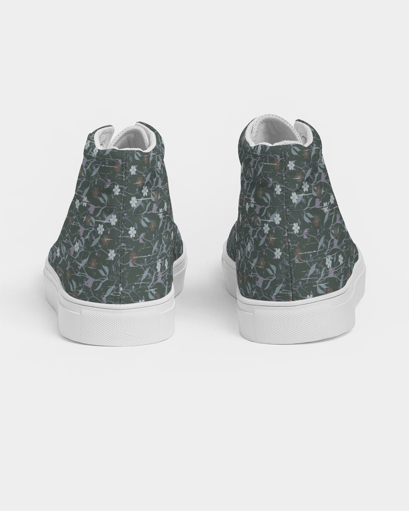 Violets On Gray Women's Hightop Canvas Shoe