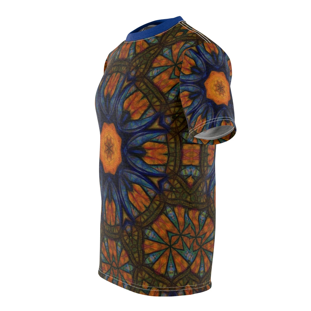 Blue Orange Sketchy Kaleidoscope Unisex AOP Cut & Sew Tee