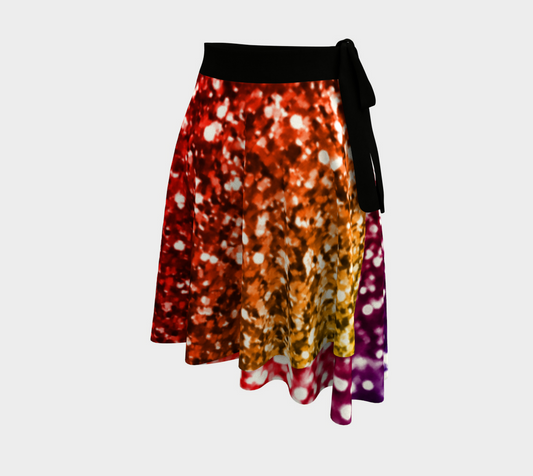 Rainbow Glitter Graphic Wrap Skirt
