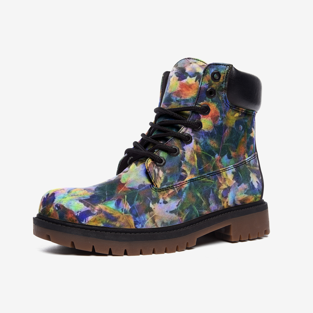 Blue Fall Leaves Casual Leather Lightweight boots TB