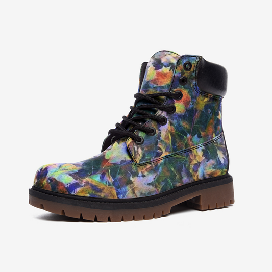 Blue Fall Leaves Casual Leather Lightweight boots TB