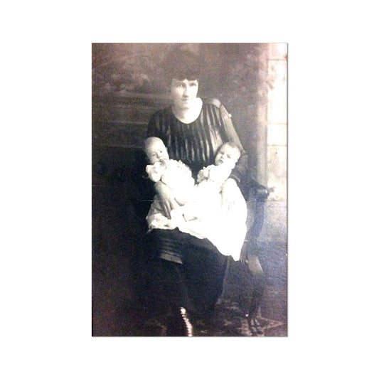Early 1900s Mother and Twins Hahnemühle German Etching Print