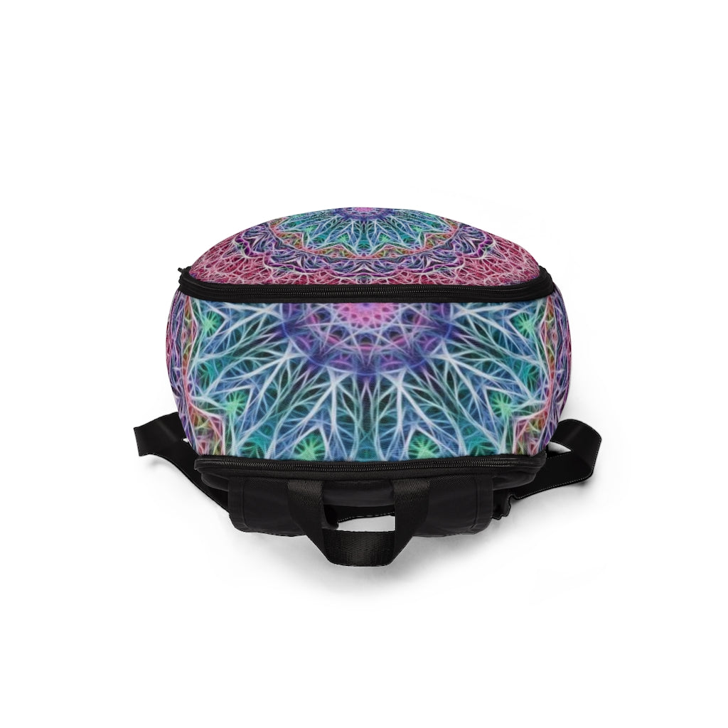 Pink and Blue Kaleidoscope Unisex Fabric Backpack
