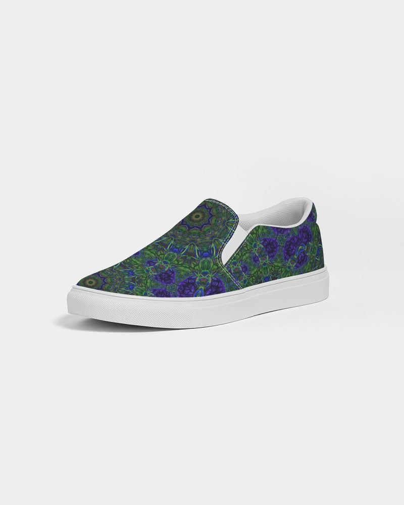 blue Green Ribbon Kaleidoscope Women's Slip-On Canvas Shoe
