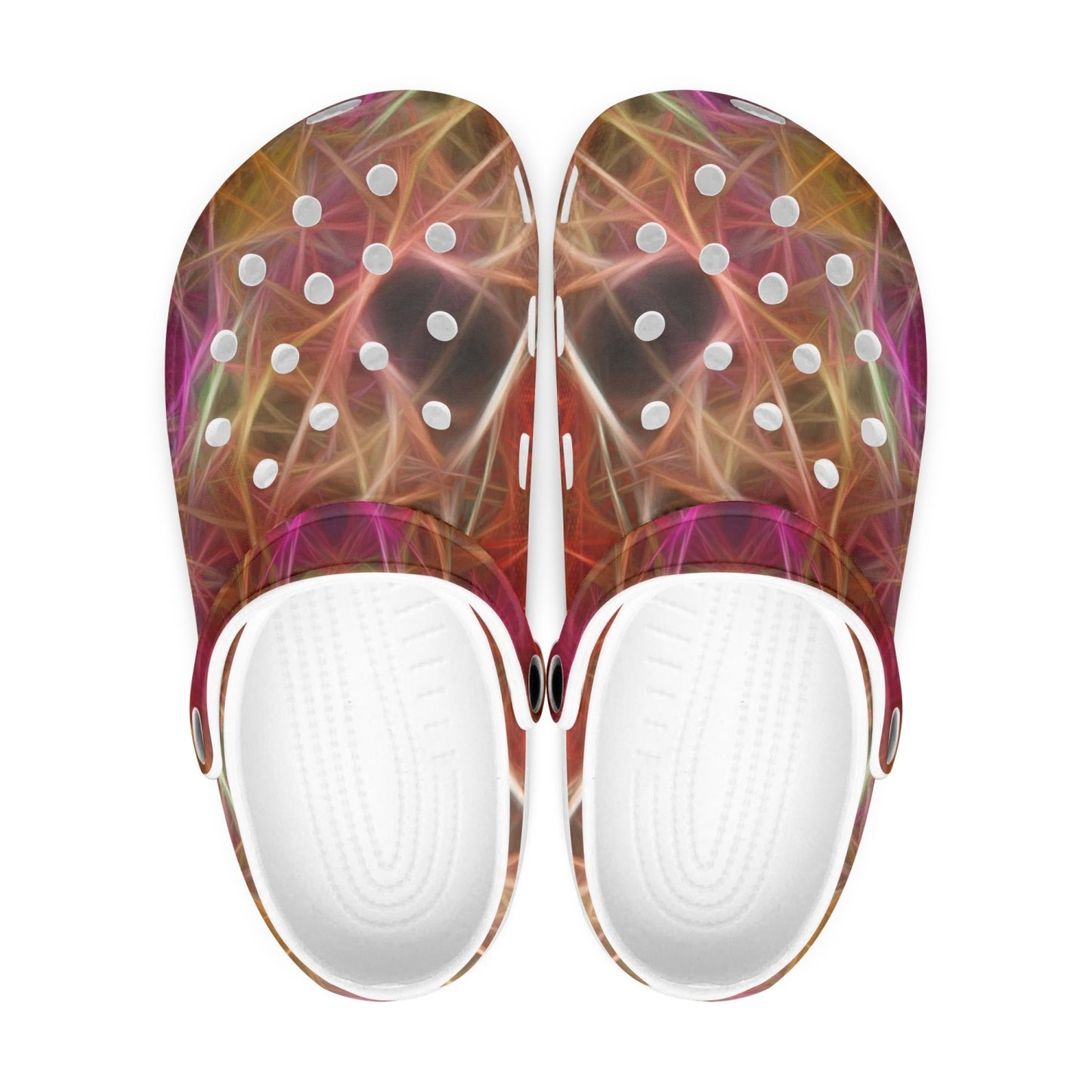 Pink and Cream Kaleidoscope 413. All Over Printed Clogs