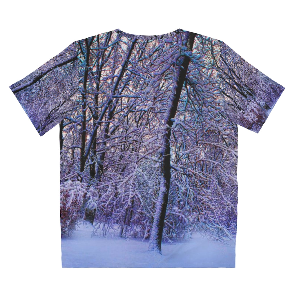Pink and Blue Snow at Dawn Unisex AOP Cut & Sew T-Shirt