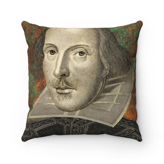 William Shakespeare Faux Suede Square Pillow