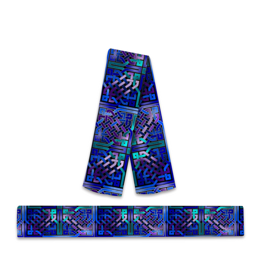 Blue Celtic Knot Crystal Velvet 63" x 10" Scarf Warm Breathable Velvet Scarf
