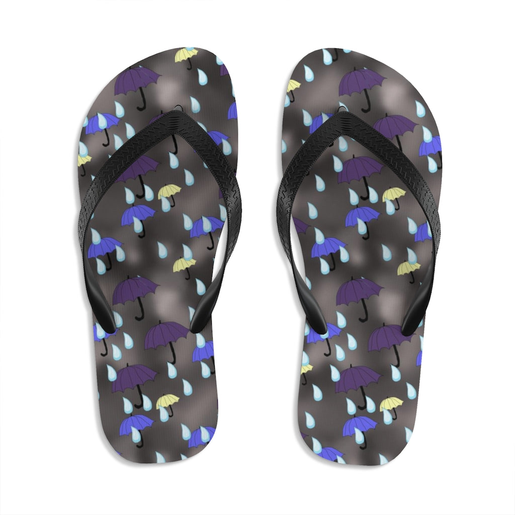 Rain and Umbrellas Pattern Unisex Flip-Flops