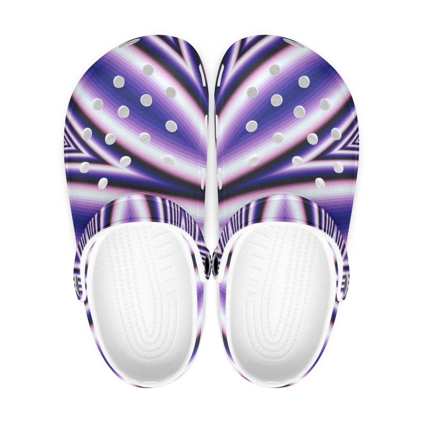 Blue Fractal Flower Kaleidoscope 413. All Over Printed Clogs