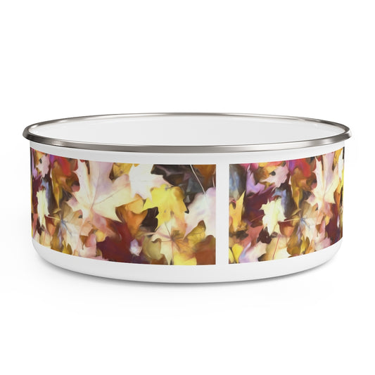 Fall Leaves Bright Enamel Bowl