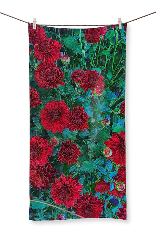 Red Mums Towel