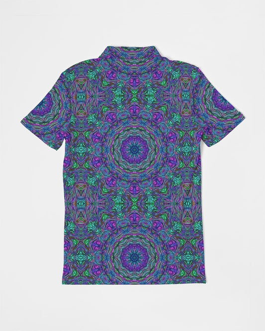 Blue Green Purple Kaleidoscope Men's Slim Fit Short Sleeve Polo