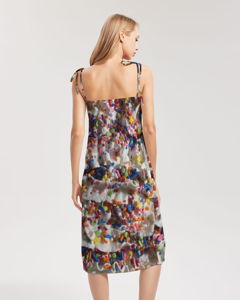 Rainbow Sprinkles On Whipped Cream Women's Tie Strap Split Dress