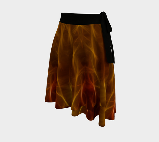 Gold Red Abstract Wrap Skirt