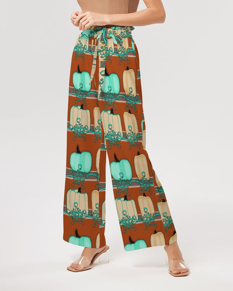 Blue Green Pumpkins Women's High-Rise Wide Leg Pants