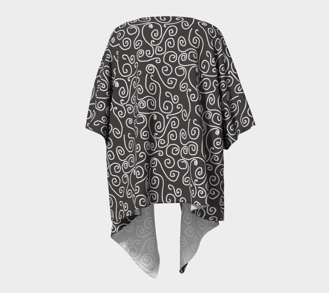 White Swirls On Gray Drapes Kimono