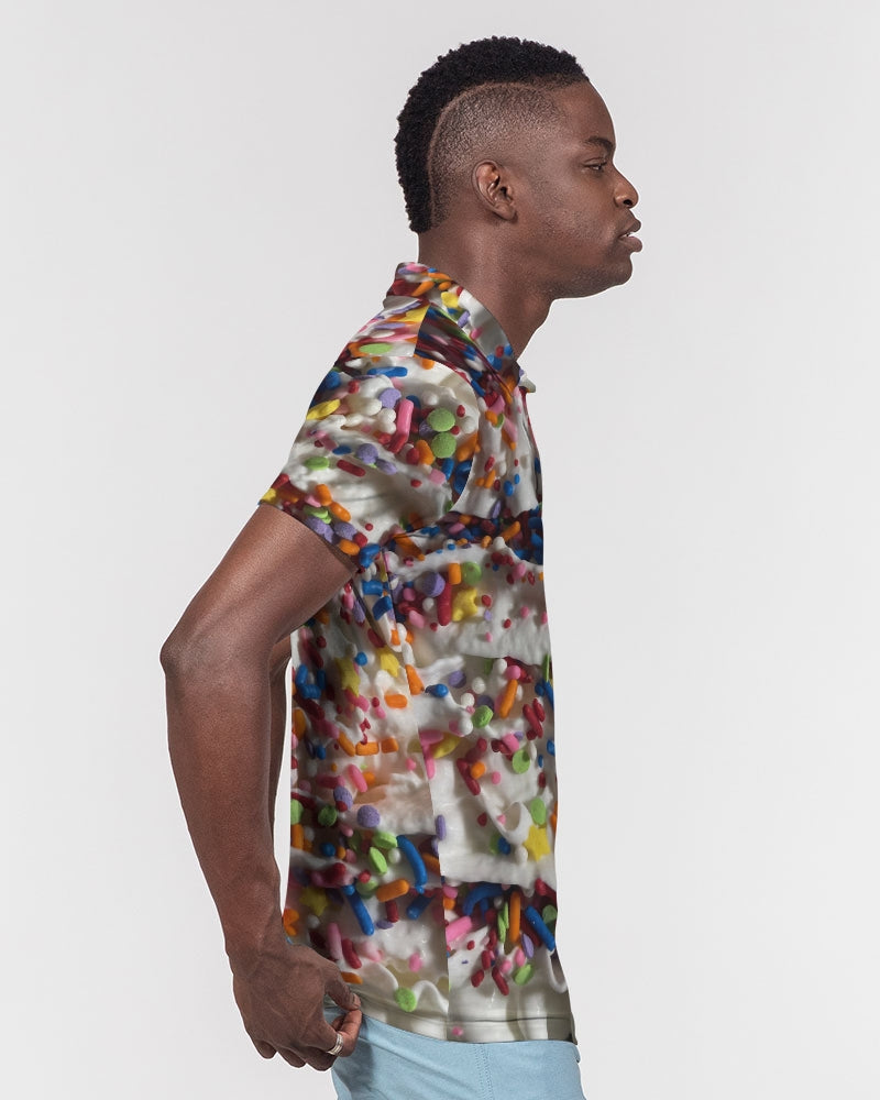 Rainbow Sprinkles On Whipped Cream Men's Slim Fit Short Sleeve Polo