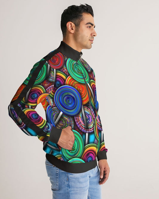 Colorful Lollipops Men's Stripe-Sleeve Track Jacket