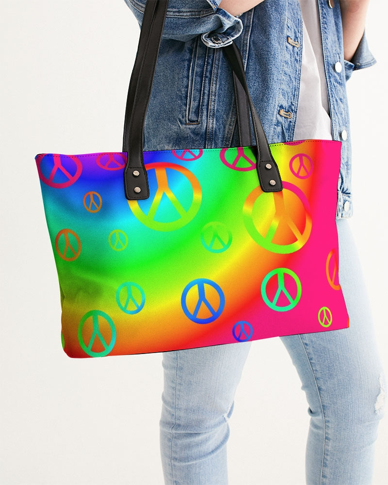 Rainbow Peace Signs Stylish Tote