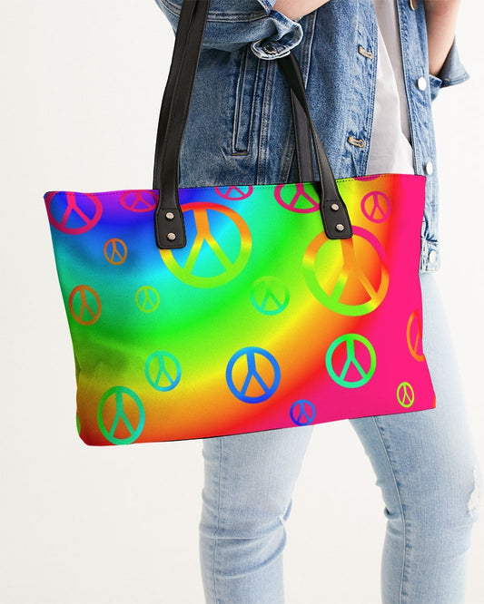 Rainbow Peace Signs Stylish Tote