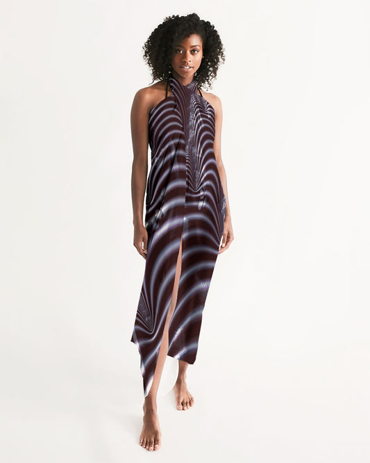 Black and White Spiral Fractal Swim Cover Up