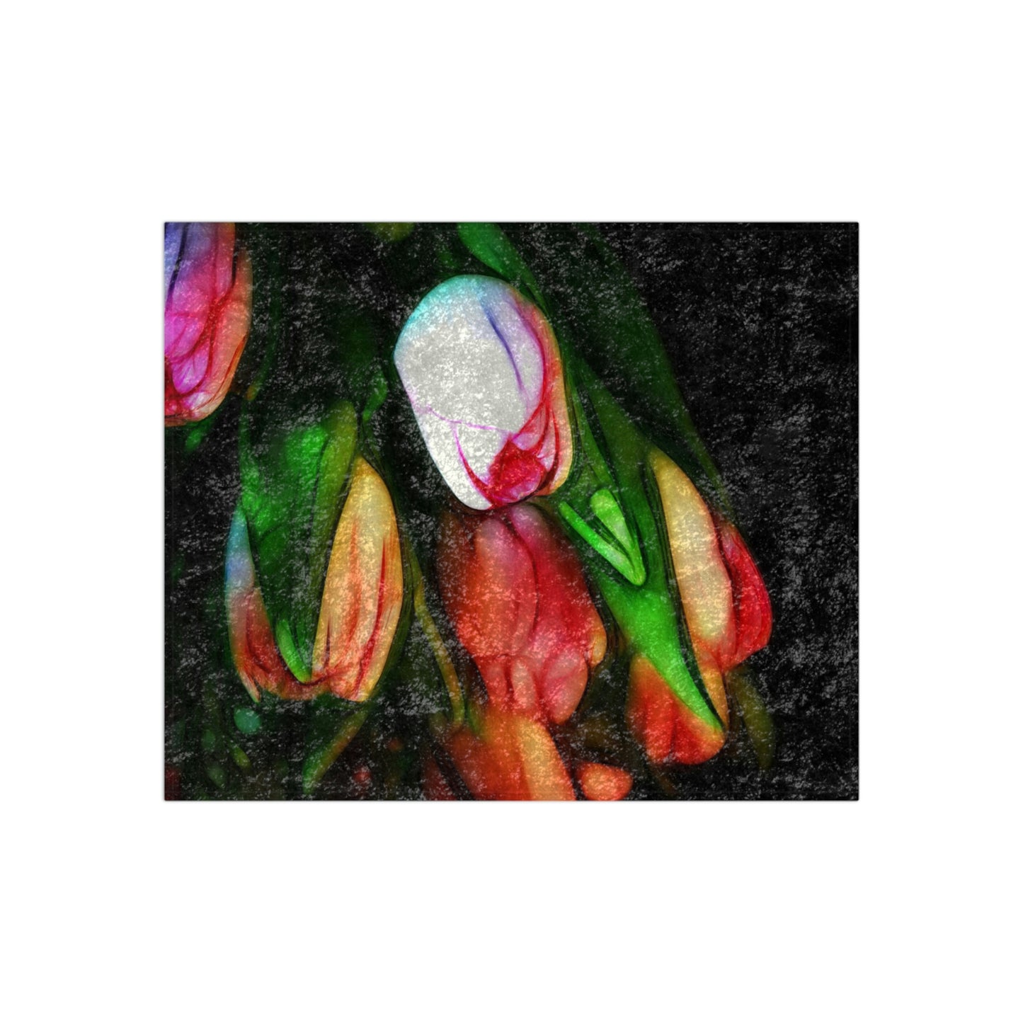 Pink Tulips Crushed Velvet Blanket