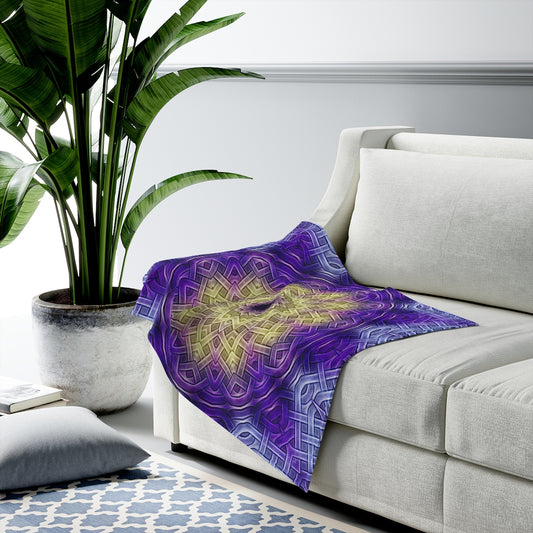 Purple Celtic Knot Kaleidoscope Velveteen Plush Blanket