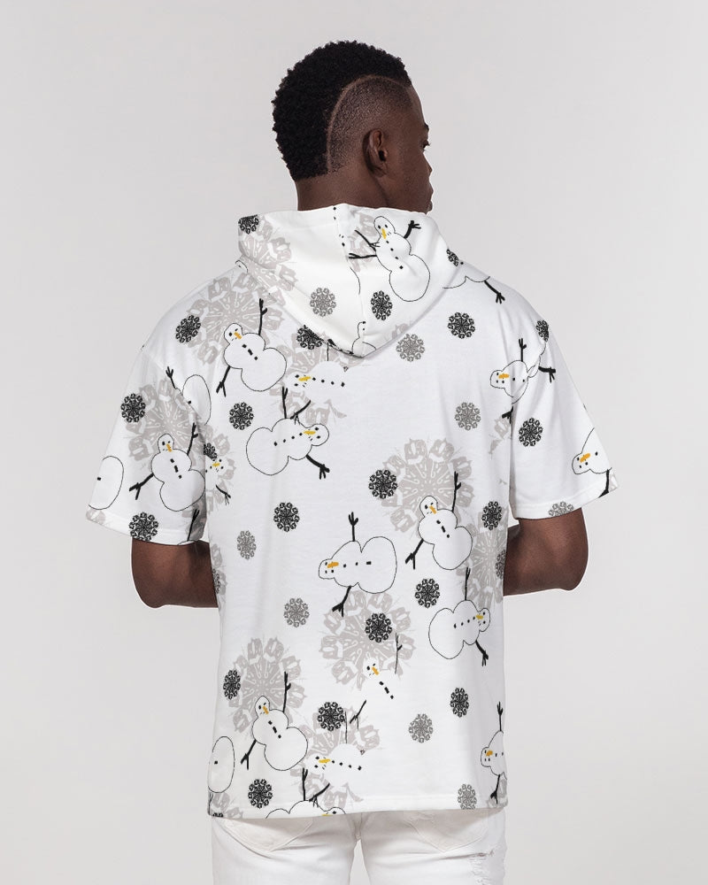 Snowman Pattern Men's Premium Heavyweight Short Sleeve Hoodie