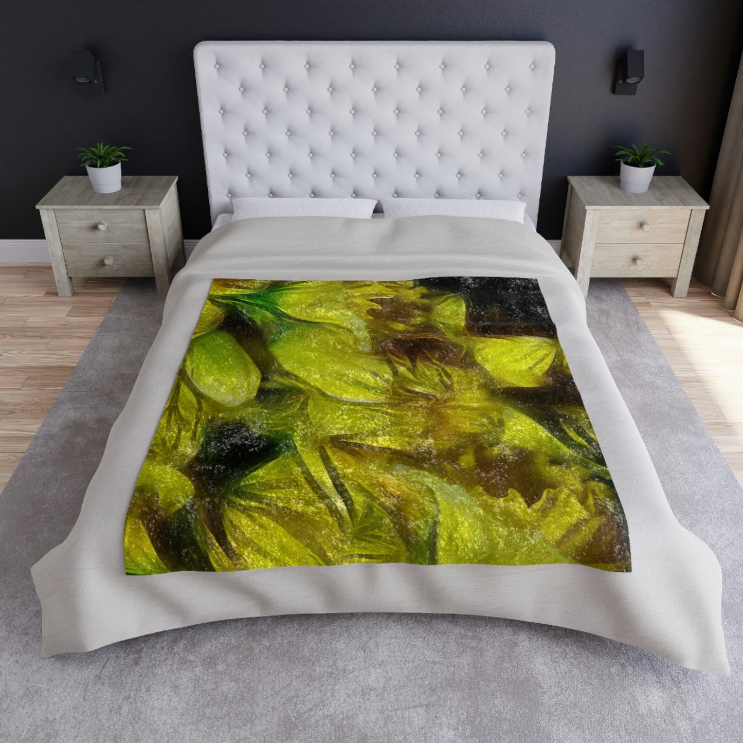 Yellow Daffodils Crushed Velvet Blanket