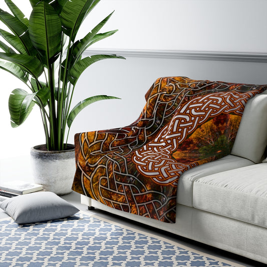 Fall Celtic Knot Sherpa Fleece Blanket
