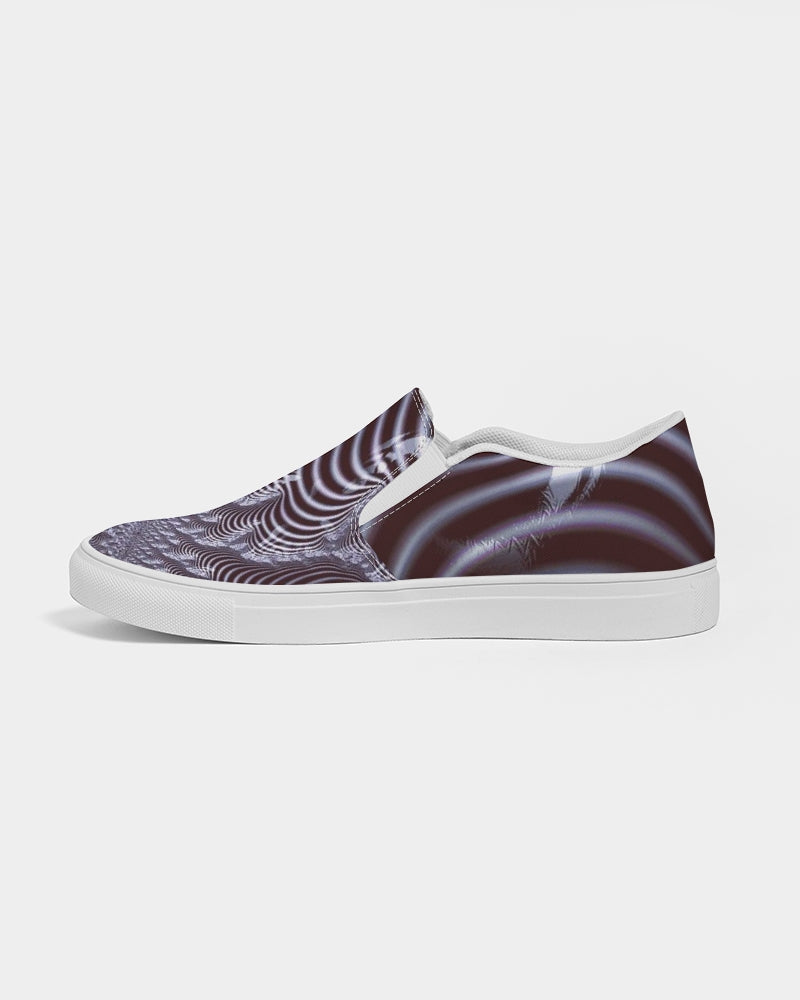 Black and White Spiral Fractal Women's Slip-On Canvas Shoe