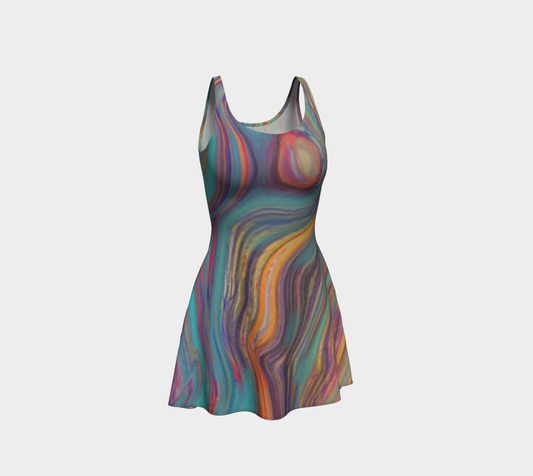 Colorful Sketch Flare Dress