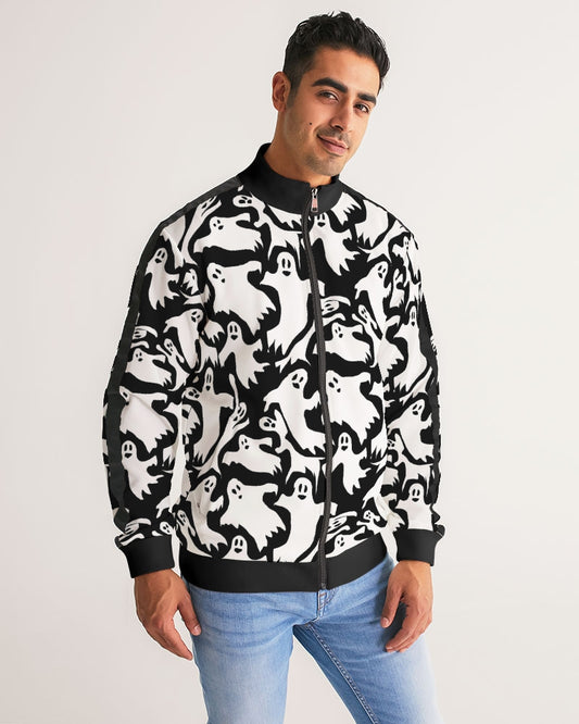 Ghosts Pattern Men's Stripe-Sleeve Track Jacket