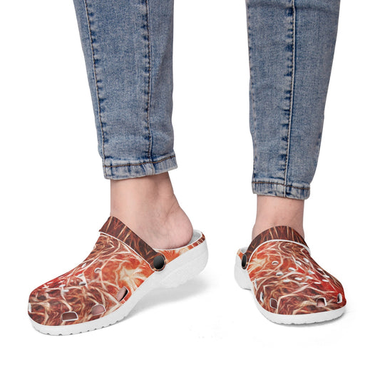Red Plasma Kaleidoscope 413. All Over Printed Clogs
