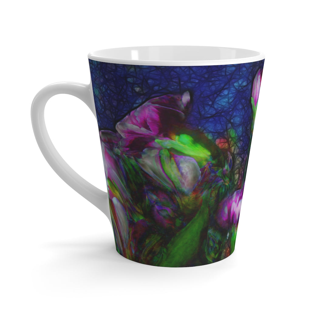 Abstract Pink Carnations Latte mug