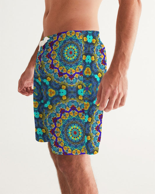 Blue Green Blur Kaleidoscope Men's Swim Trunk
