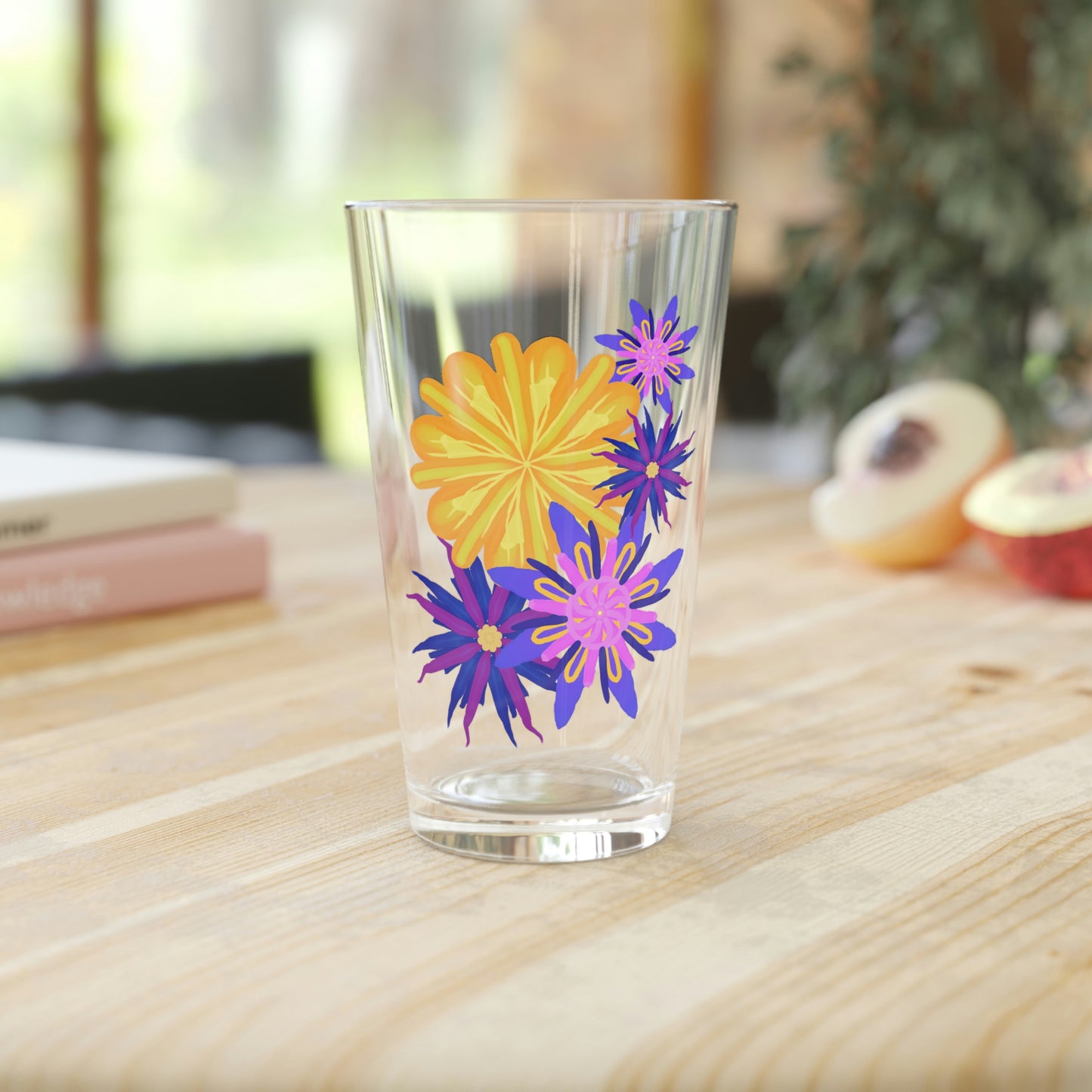 Fanciful Flowers 2 Pint Glass, 16oz