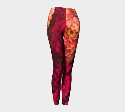 Peach and Pink Zinnias Leggings