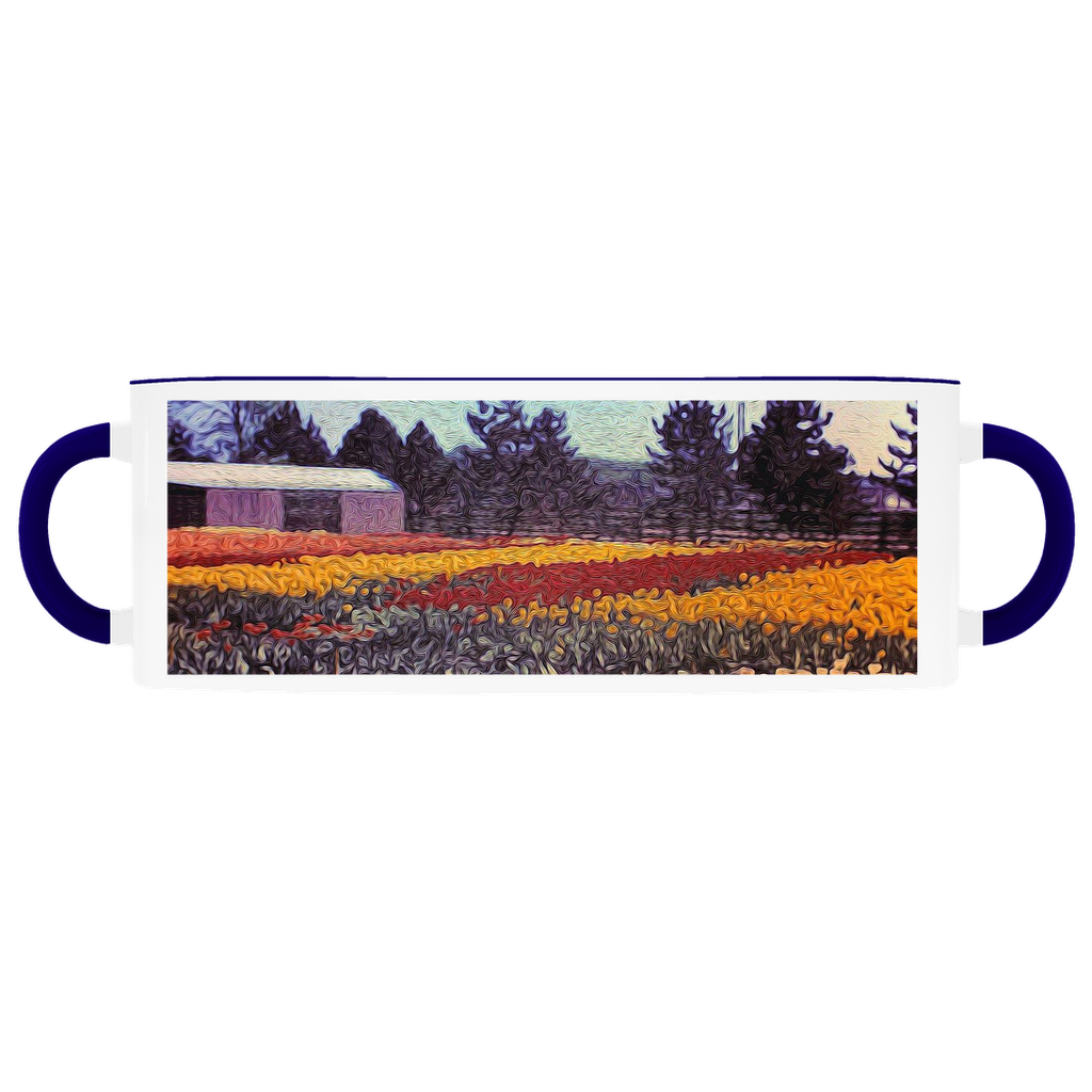 Vintage Travel Field of Tulips Accent Mugs