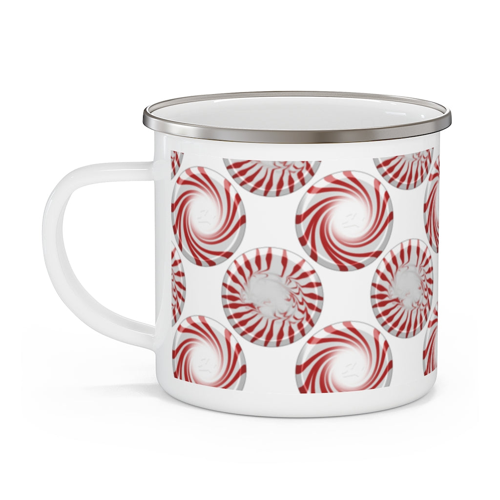 Peppermint Candy Dots Enamel Camping Mug
