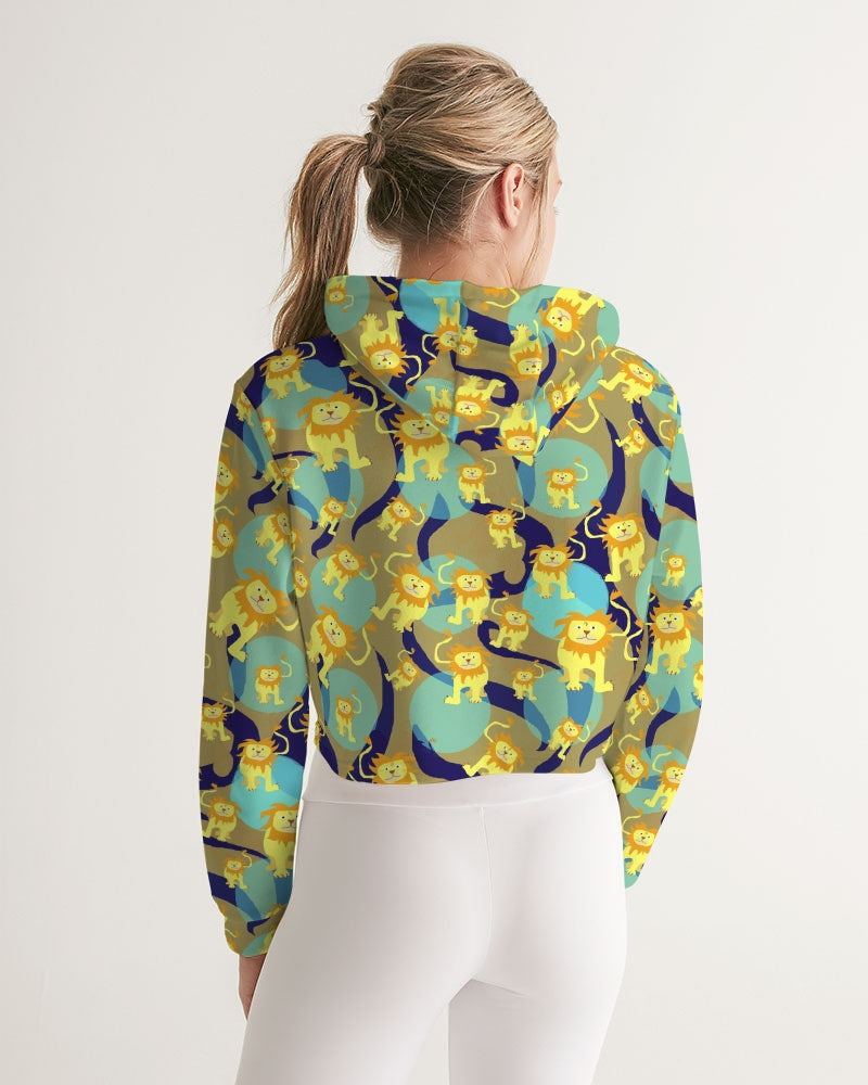 Lion Pattern Women's Cropped Hoodie
