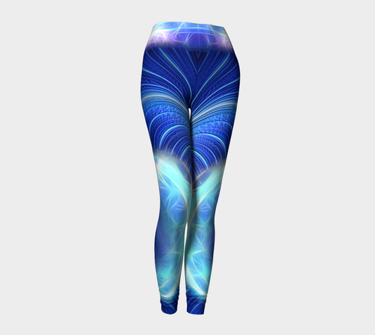 Blue Sparkle Fractal Wave Leggings