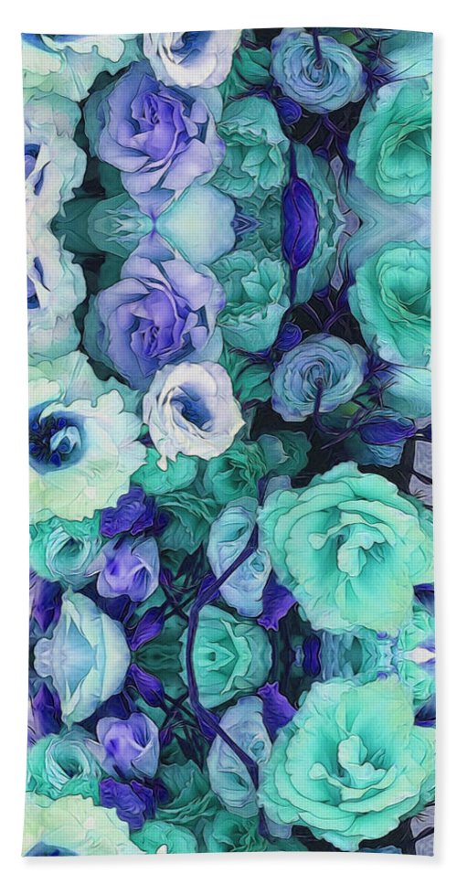 Aqua Flower Kaleidoscope - Bath Towel