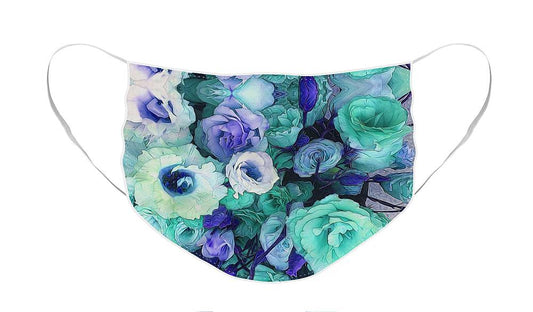 Aqua Flower Kaleidoscope - Face Mask