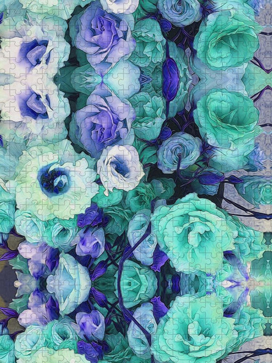 Aqua Flower Kaleidoscope - Puzzle