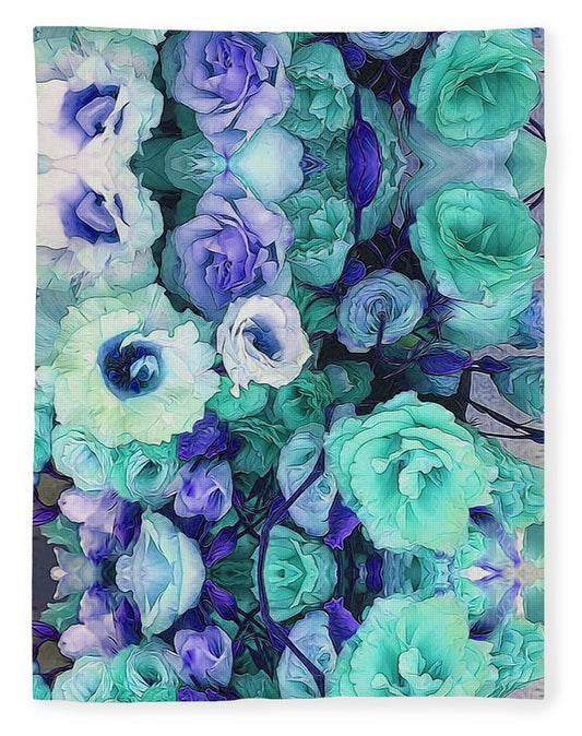 Aqua Flower Kaleidoscope - Blanket