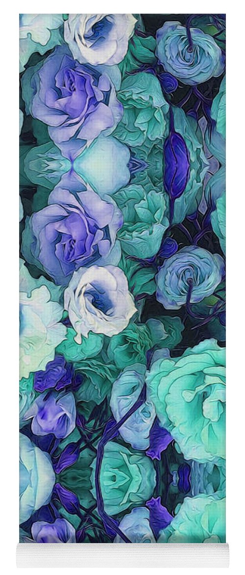Aqua Flower Kaleidoscope - Yoga Mat